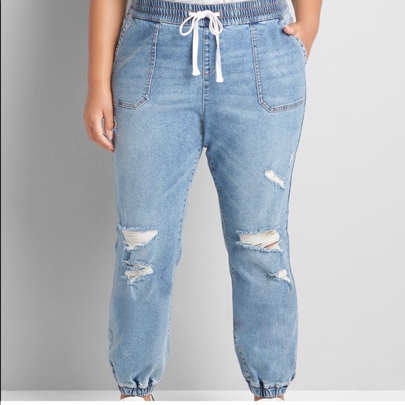 Lane Bryant Denim - Lane Bryant Distressed Boyfriend
Jogger Jeans Pull on Joggers Size
20